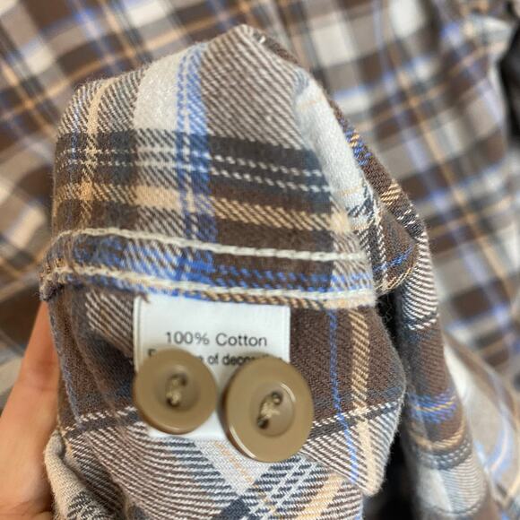 Gray Saks Fifth Avenue Mens Cotton Plaid Button Down Size Large - Picture 5 of 8